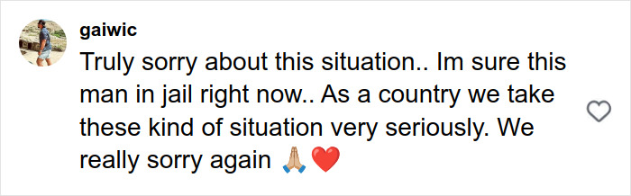 Comment expressing sorrow about a man in jail, addressing the disturbing truth about solo traveling risks.