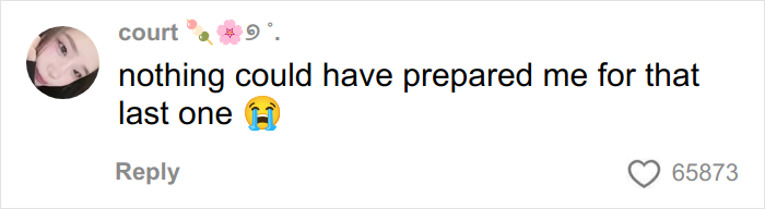 Social media comment from user court expressing regret with crying emoji, related to tattoo artist sharing her tattoo regrets.