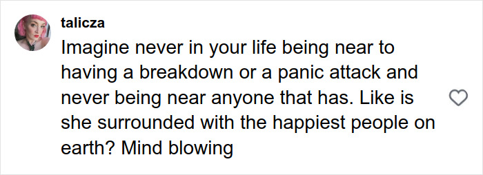 Comment by talicza discussing mental health and panic attacks, reflecting on Florence Pugh age gap with ex Zach Braff.