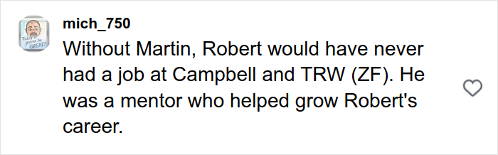 A social media comment discussing mentorship and career growth related to Campbell amidst leaked audio about soup ingredients.
