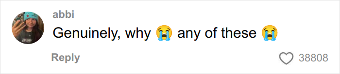 Comment on social media from a user named abbi expressing disbelief and sadness about tattoo regrets shared by a tattoo artist.