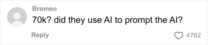 Comment asking if 70,000 prompts were used to prompt AI, referencing Coca-Cola&rsquo;s holiday commercial about AI.