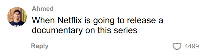 Man named Ahmed commenting online about Netflix releasing a documentary on a series, sparking social media reaction. Man named Ahmed commenting online about Netflix releasing a documentary on a series, sparking social media reaction.