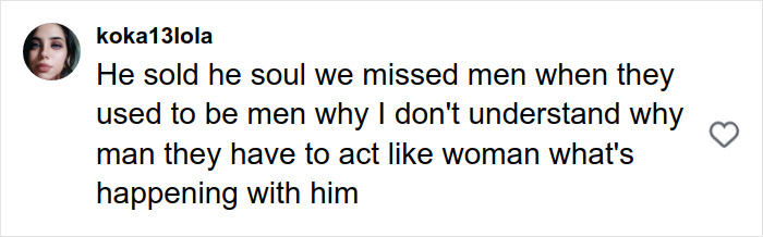 Comment on social media post about men and identity, highlighting fans' views on Perfect Man and Alexander Skarsg&aring;rd's unique detail.