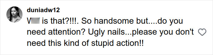 Fan comment criticizing Alexander Skarsg&aring;rd's look, highlighting unique detail in the perfect man&rsquo;s otherwise conventional style.