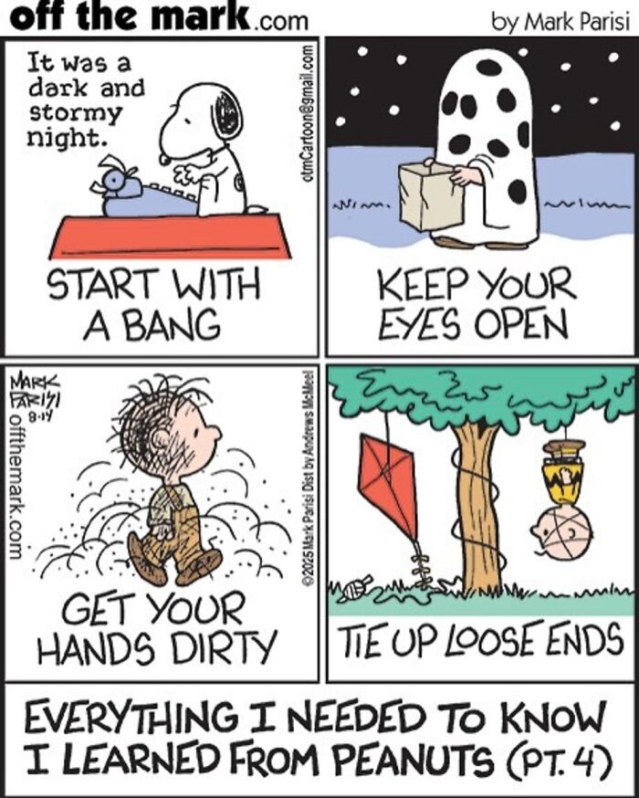 One-panel comic by Mark Parisi featuring iconic characters with clever life lessons in a simple cartoon style.