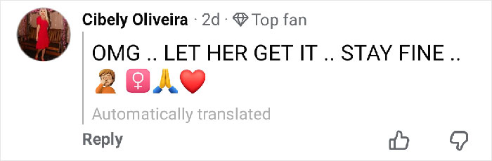 Social media comment expressing support for influencer disfigured in botched plastic surgery undergoing new operation.