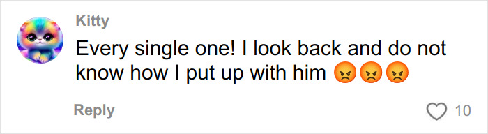 Social media comment by Kitty expressing frustration, featuring angry emojis in a discussion about narcissist red flags. Social media comment by Kitty expressing frustration, featuring angry emojis in a discussion about narcissist red flags.