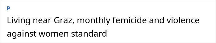 Text on screen showing a news subtitle about monthly femicide and violence in Graz, related to influencer&rsquo;s vanishing mystery.