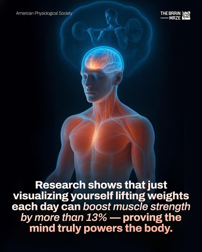 Visualization of brain activity boosting muscle strength, highlighting incredible facts about the human body and mind power.