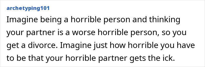 Text post by archetyping101 about the emotional struggle and perspective on difficult divorce experiences.