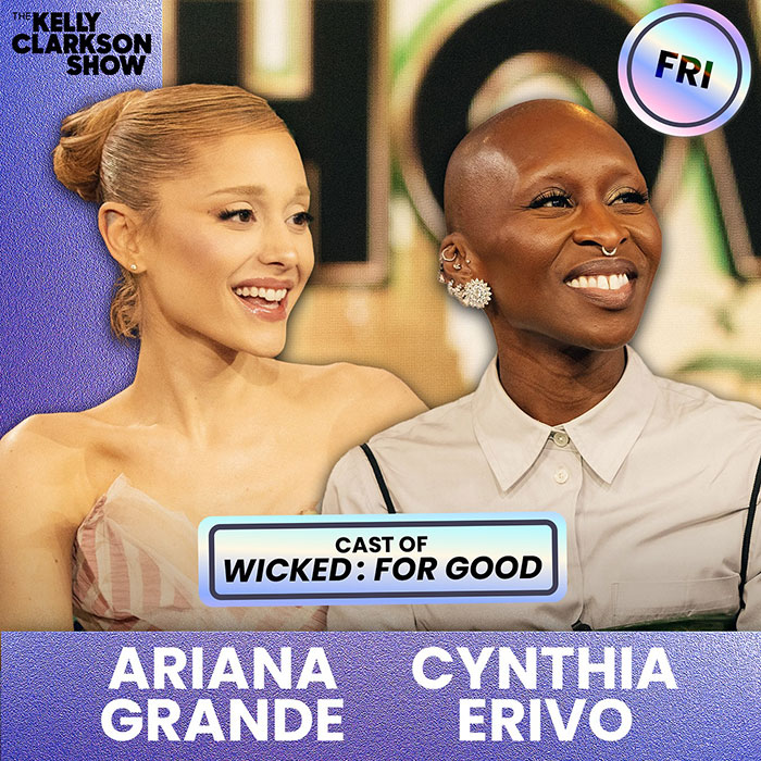 Ariana Grande and Cynthia Erivo from Wicked cast smiling during press tour amid Ariana Grande diagnosis reveal