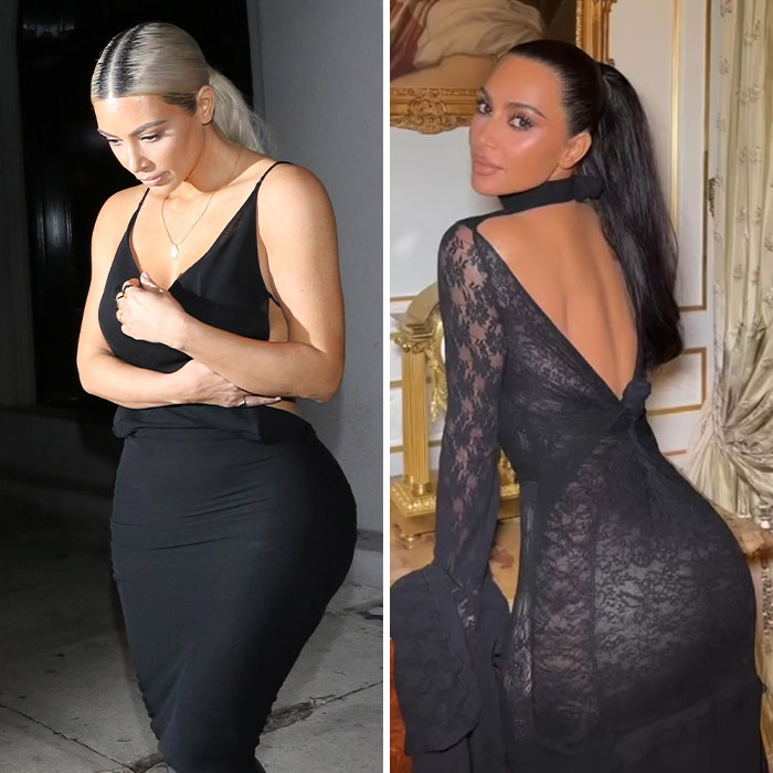 Woman in black dress highlighting body contour, illustrating expert surgeon reveals most regretted plastic surgery trends 2025.