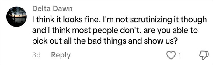 Comment from Delta Dawn questioning if viewers can identify all the bad aspects in Coca-Cola&rsquo;s holiday commercial AI prompts discussion.