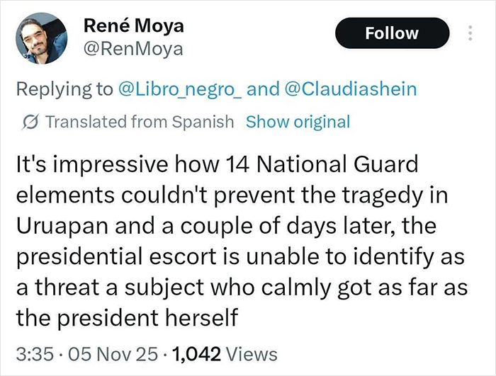 Man kisses and fondles Mexican president while she is speaking to a crowd, highlighting the reality for many women.