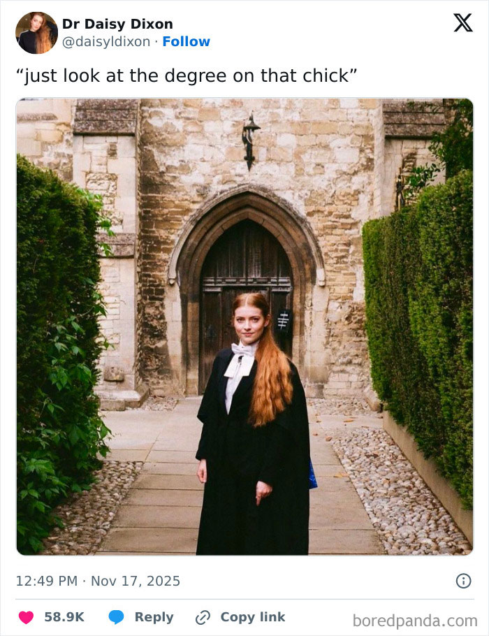 Woman celebrates success in PhD graduation gown standing confidently in front of historic stone building. Woman celebrates success in PhD graduation gown standing confidently in front of historic stone building.