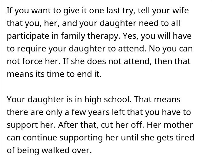 Text discussing family therapy and setting boundaries with a rude teen during high school years to avoid long-term issues.