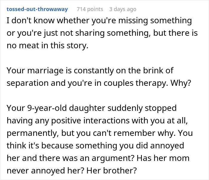 Screenshot of a Reddit comment discussing a man suffering a teen&rsquo;s rude attitude and considering family separation.
