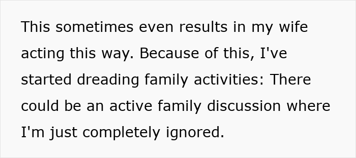 Text on a white background about dreading family activities due to a teen&rsquo;s rude attitude and feeling ignored in discussions.