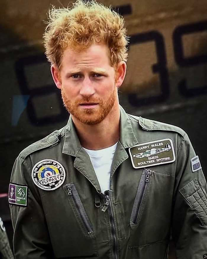 Prince Harry in a military jacket with patches, pictured during a Veterans Day event honoring armed forces.