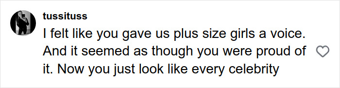 User comment addressing body image and stretch marks on your skin amid public scrutiny and transformation discussions online.