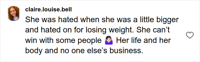 Comment defending Meghan Trainor's skin transformation and stretch marks, emphasizing body positivity and self-acceptance.