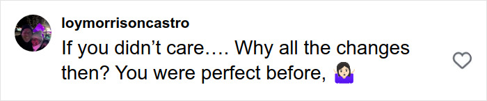 Screenshot of a social media comment questioning changes despite being perfect before, related to stretch marks on your skin.