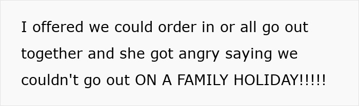 Text about family disagreement over Thanksgiving plans after a mil expects Thanksgiving dinner after a 12-hour shift. Text about family disagreement over Thanksgiving plans after a mil expects Thanksgiving dinner after a 12-hour shift.