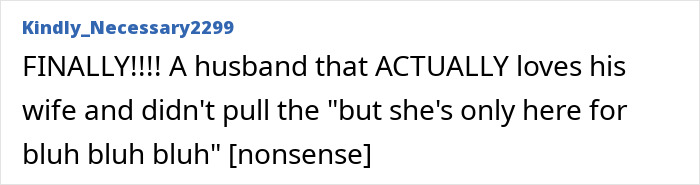 Comment expressing relief and appreciation for a husband who loves his wife, relevant to mil expects Thanksgiving dinner after 12 hour shift. Comment expressing relief and appreciation for a husband who loves his wife, relevant to mil expects Thanksgiving dinner after 12 hour shift.
