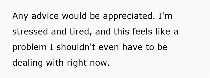 Text on white background reading any advice would be appreciated feeling stressed over secret wedding invites and family image issues.