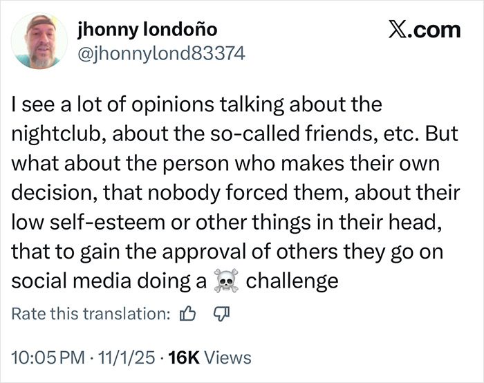 Social media post discussing a fatal nightclub challenge involving a 23-year-old mom&rsquo;s birthday celebration gone wrong.