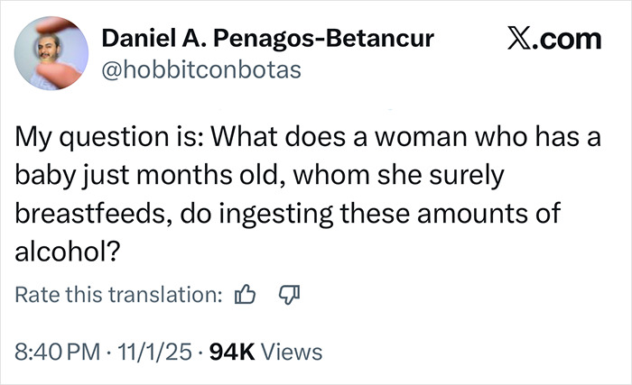 Tweet questioning a 23-year-old mom's alcohol consumption during a birthday celebration linked to a fatal nightclub challenge.