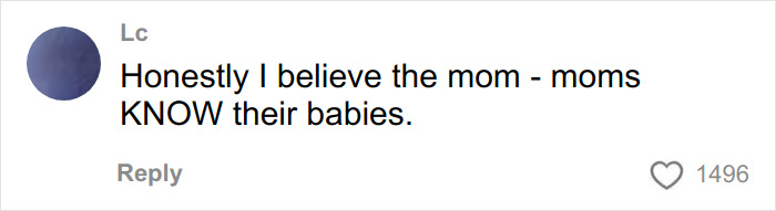 Comment highlighting a mom's belief that mothers recognize their babies, related to claims of a skinned body display in a Las Vegas museum.