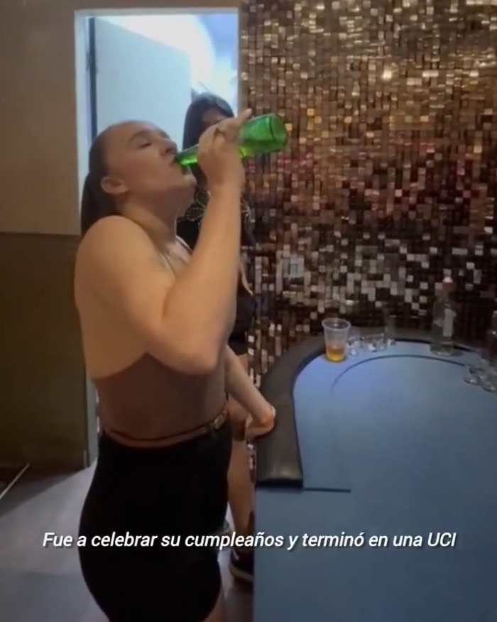 23-year-old mom drinking from a green bottle during birthday celebration that went horribly wrong in a nightclub challenge.