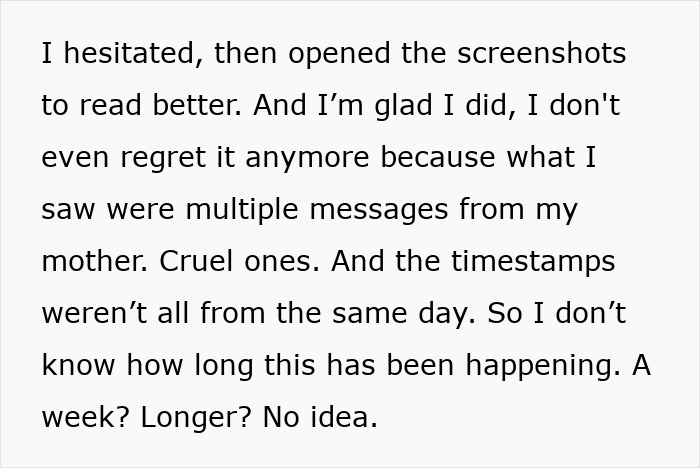 Alt text: Man cuts ties with mother after reading multiple cruel text messages revealing her true colors to his girlfriend