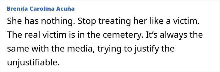 Comment text criticizing media coverage on mother accused of giving anti-anxiety medication to her 9-year-old daughter.