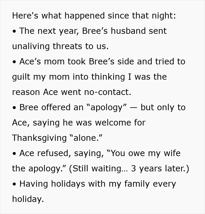 Text screenshot showing a conflict with SIL&rsquo;s thoughts revealed on Thanksgiving and ongoing family tensions.