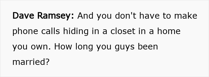Dave Ramsey discussing making phone calls while hiding in a closet during a newlywed&rsquo;s desperate radio call.