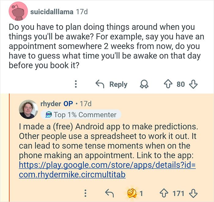 Reddit Q&A about living with 26-hour days, scheduling challenges, and an app to predict awake times.