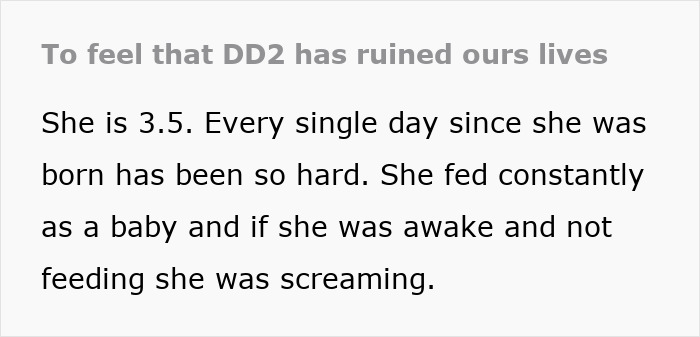 Text excerpt showing a woman describing daily screaming and meltdowns with her 3-year-old taking a toll on family life.