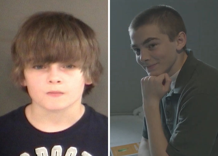 Side-by-side images of two teenage boys related to child criminals who committed disturbing acts and are now free.