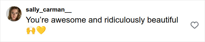 Comment on social media post expressing admiration and calling the person awesome and ridiculously beautiful with heart and hands raised emojis. Comment on social media post expressing admiration and calling the person awesome and ridiculously beautiful with heart and hands raised emojis.