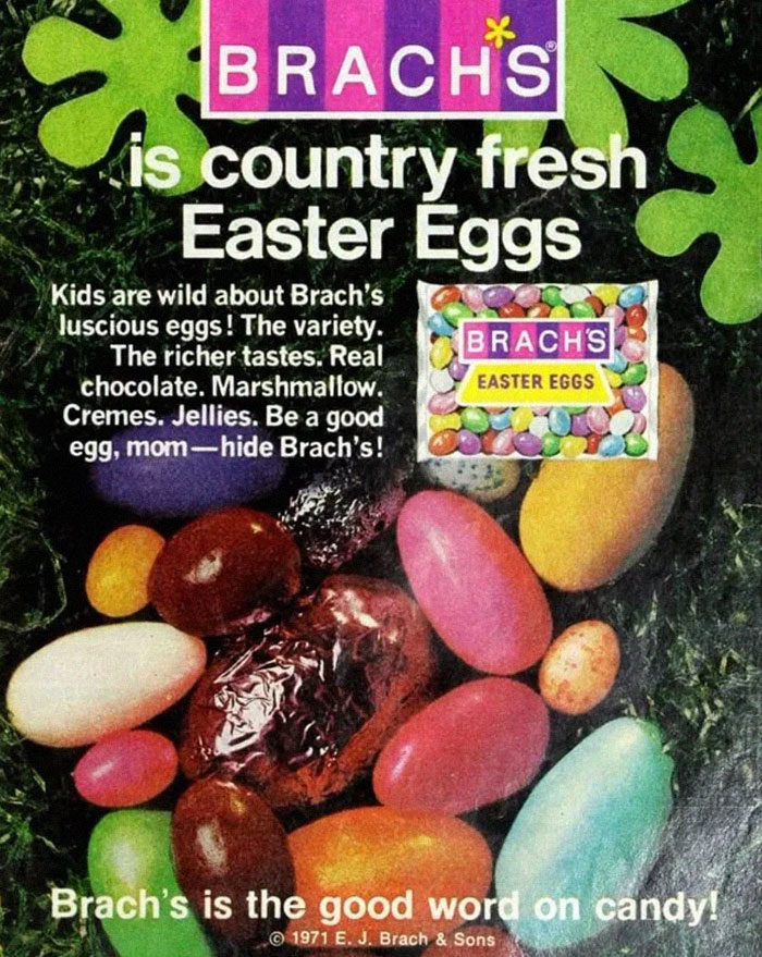 Colorful vintage Brach’s Easter Eggs candy with real chocolate and marshmallow in discontinued foods people are upset about.