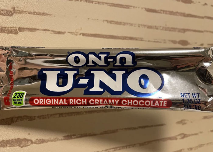 U-No chocolate bar packaging showing original creamy chocolate flavor, a discontinued food people are upset about.