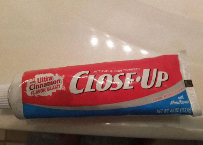 Close-Up toothpaste tube with ultra cinnamon flavor, a discontinued product that people are upset about losing.