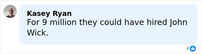 Comment by Kasey Ryan on social media, humorously referencing John Wick in reaction to a disturbing Alaska case. Comment by Kasey Ryan on social media, humorously referencing John Wick in reaction to a disturbing Alaska case.