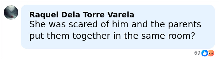 Comment discussing fear and concern about a stepbrother obsessed with teen slain on cruise, shared on social media post.