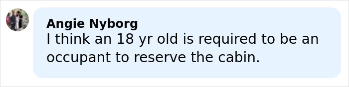 Comment about occupant age requirement to reserve cabin, related to stepbrother of teen slain in cruise incident.