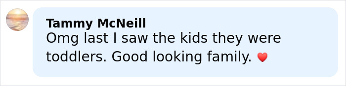 Comment by Tammy McNeill praising Neil Patrick Harris' daughter Harper, 15, for her grown-up look and calling them a good-looking family.