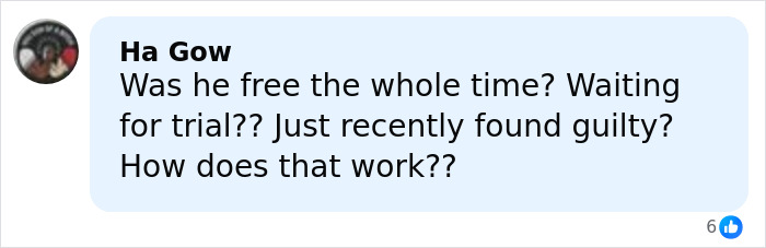 Comment on social media questioning how the celebrity chef was free before being found guilty of family slaying case.